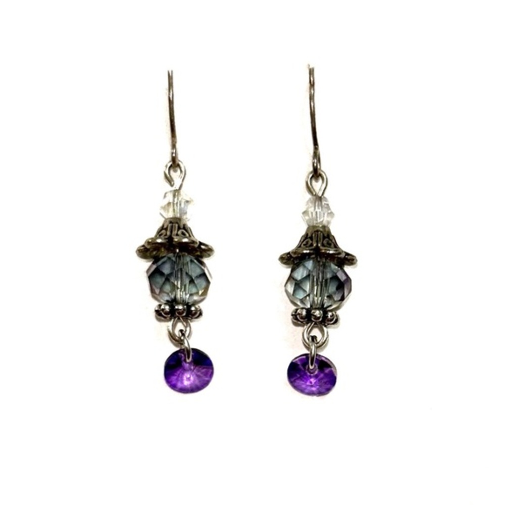 Elegant Silver and Purple Dangle Earrings